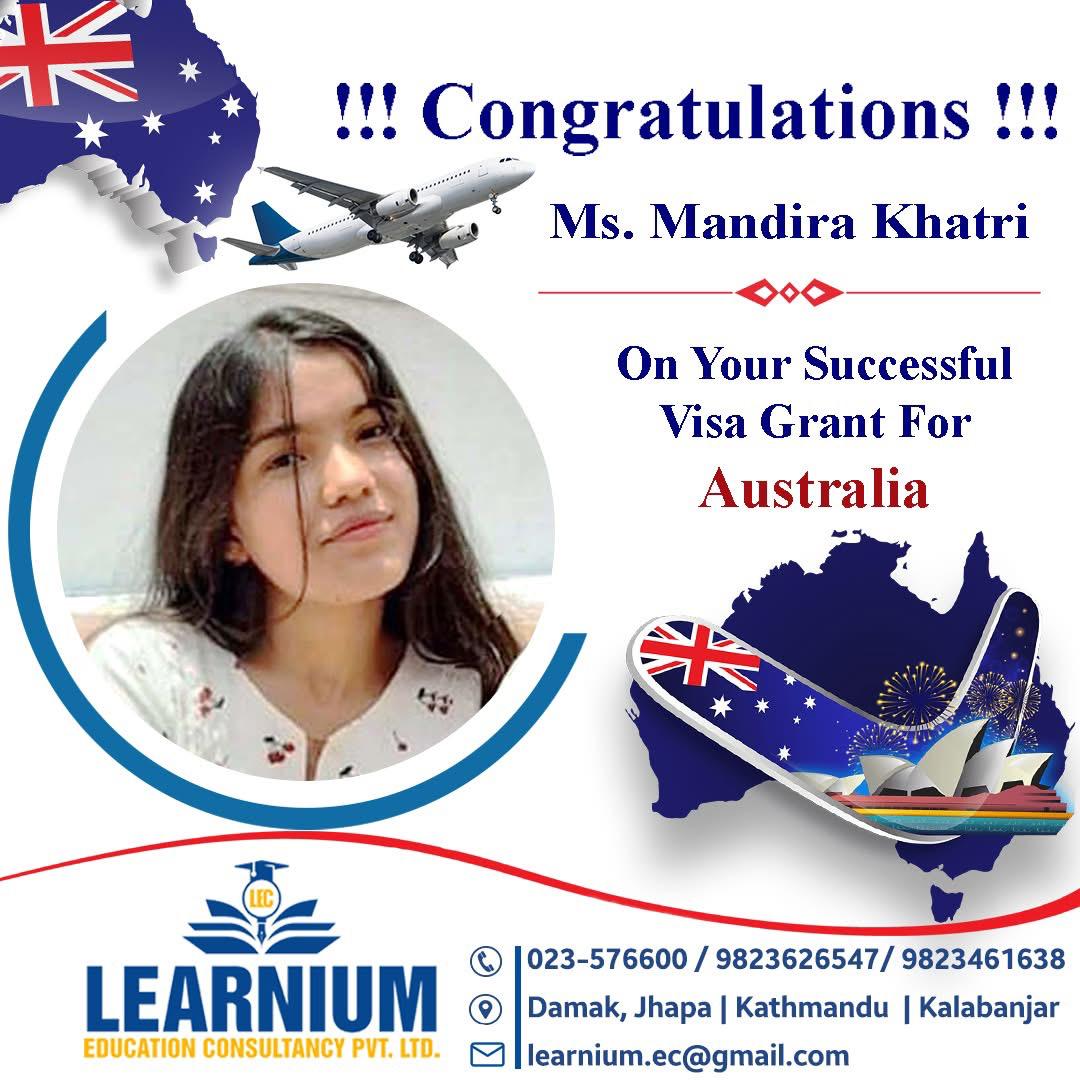 Ms. Mandira Khatri - Australia Visa Grant