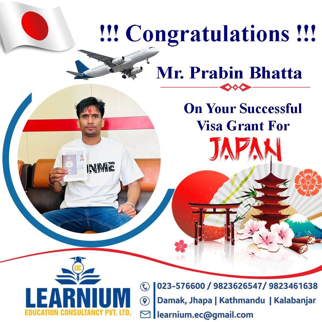 Mr. Prabin Bhatta - Japan Visa Grant