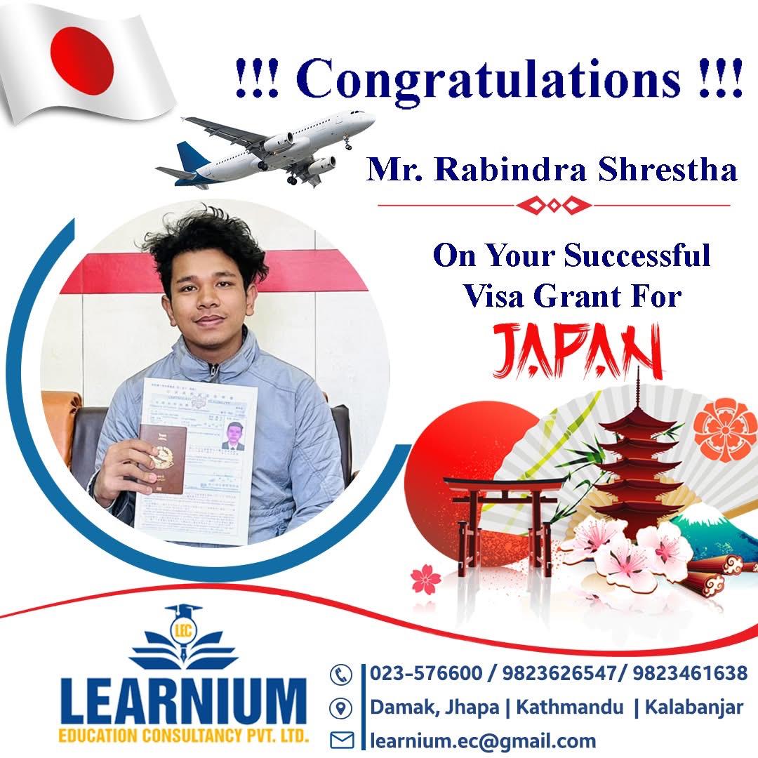 Mr. Rabindra Shrestha - Japan Visa Grant