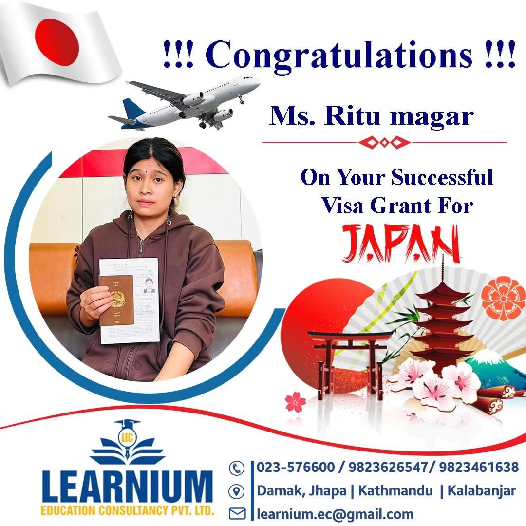 Ms. Ritu Magar - Japan Visa Grant