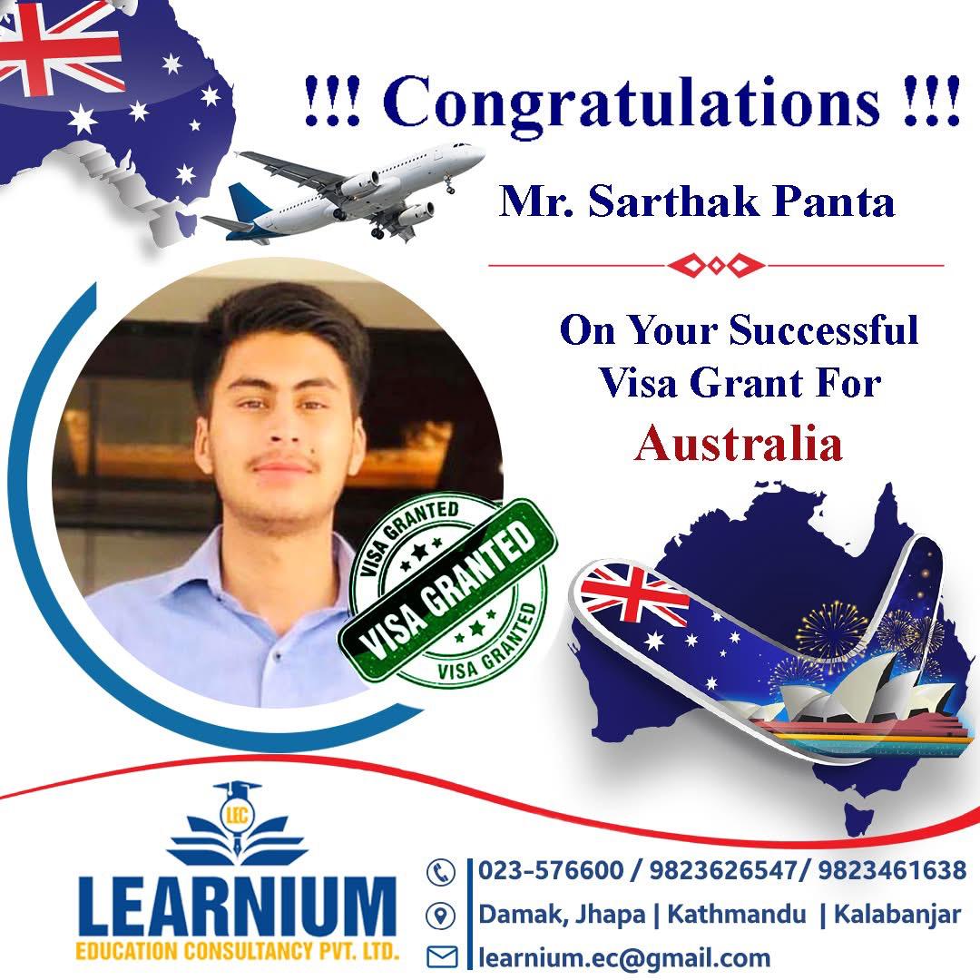 Mr. Sarthak Panta - Australia Visa Grant